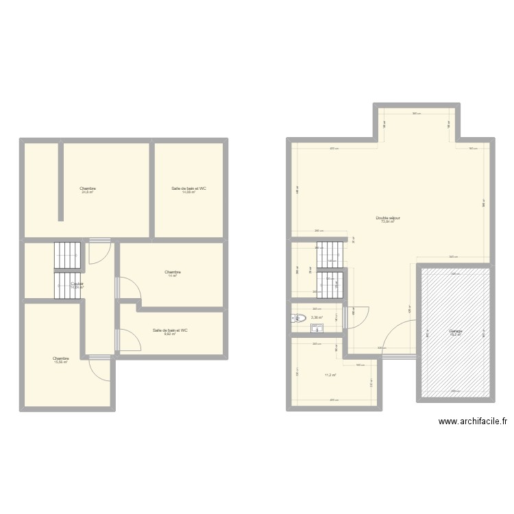 small family home. Plan de 10 pièces et 200 m2