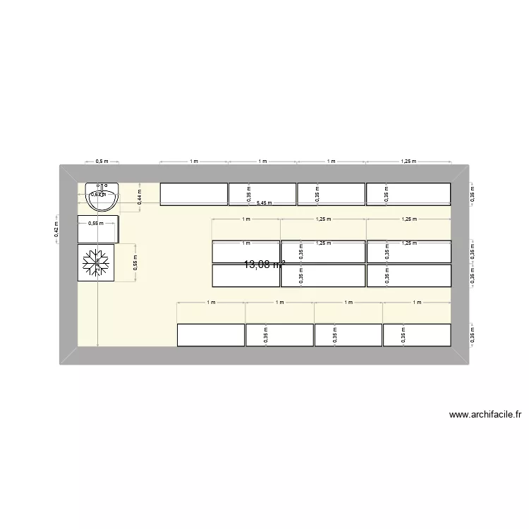 007 - actuel. Plan de 1  et 13 m²