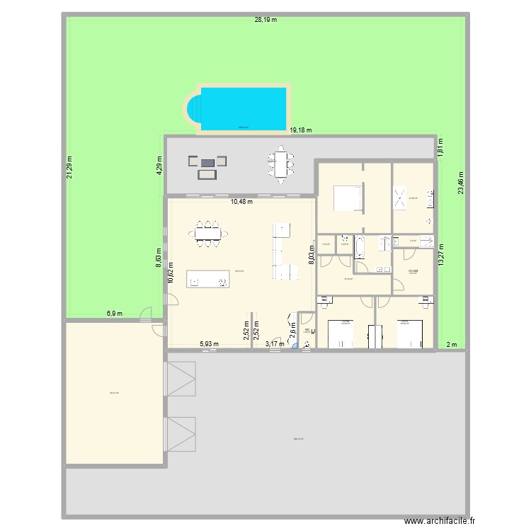 maison. Plan de 15 pièces et 961 m2