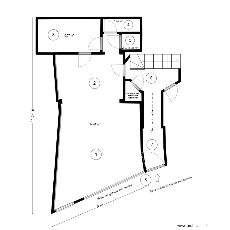 Plan positionnement. Plan de 4 pièces et 44 m2