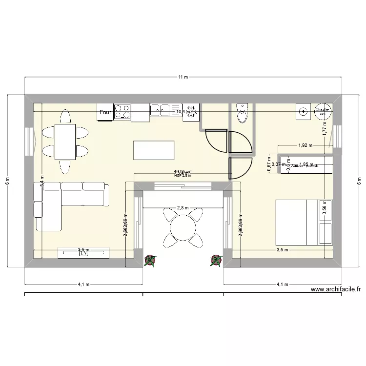 Projet 2. Plan de 1  et 47 m²
