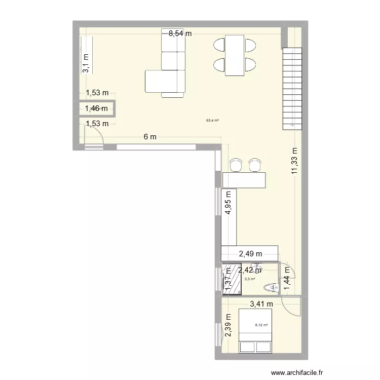 CHAVILLE RDC. Plan de 4 et 76 m² CHAVILLE RDC. Plan de 4 et 76 m²