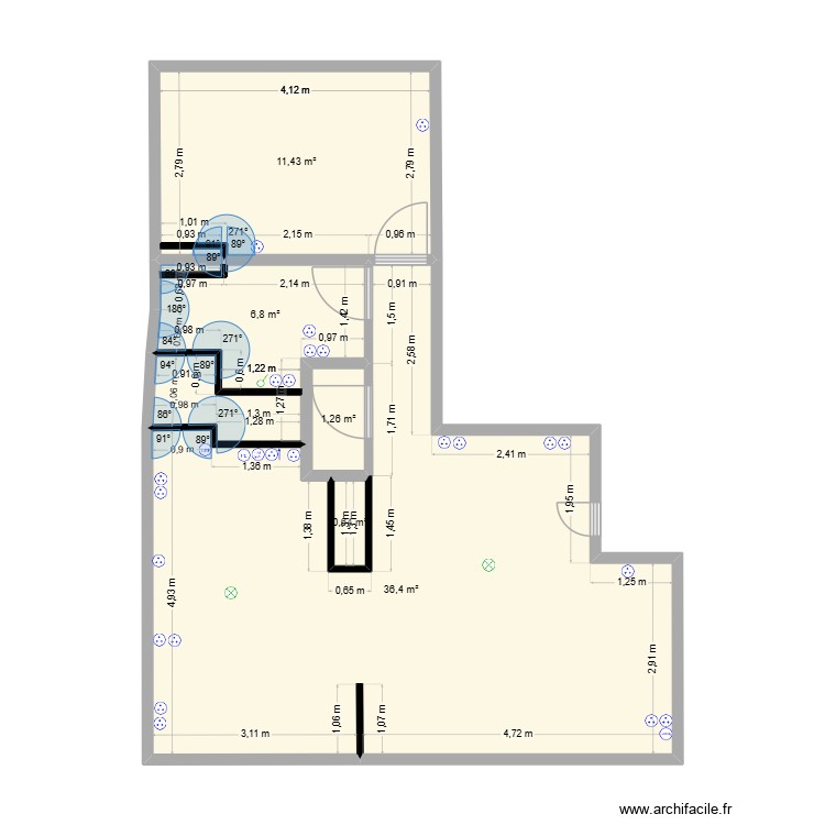 Appartement Saint-Géry A. Plan de 5 pièces et 57 m2