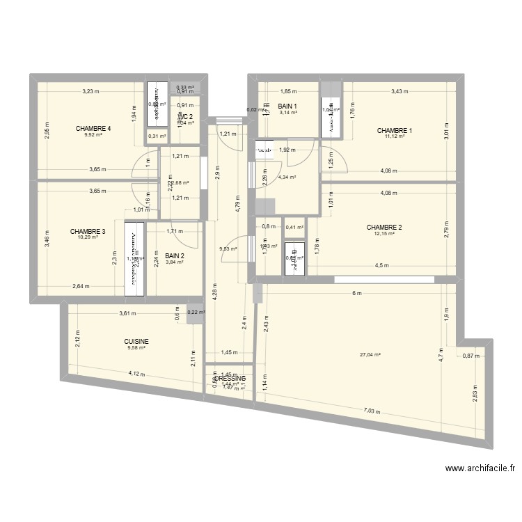 plan ACTUEL Gutenberg. Plan de 23 pièces et 113 m2