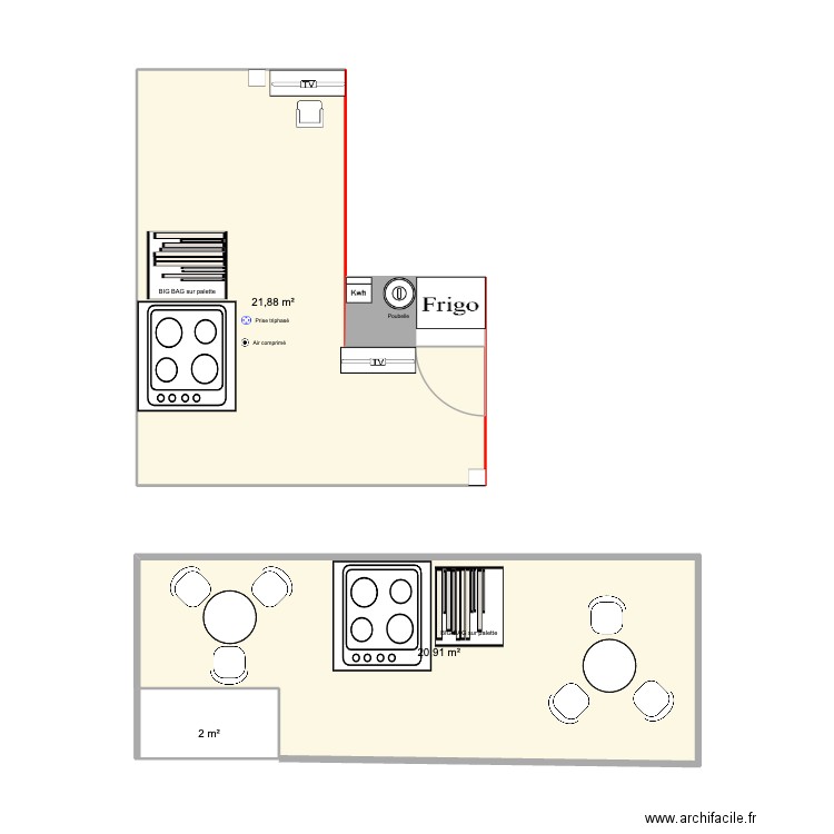 Vrac Tech 2025 - New. Plan de 3 pièces et 45 m2
