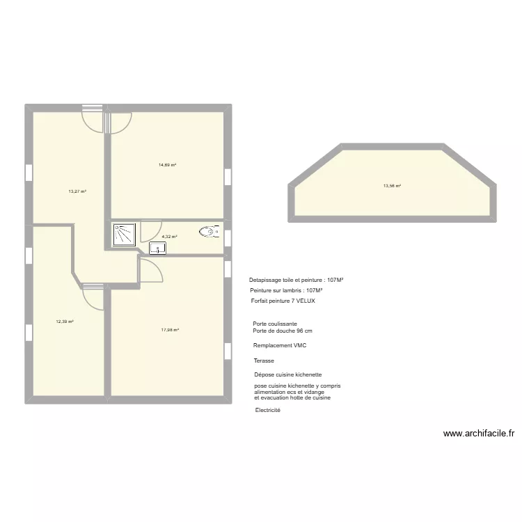 STIEGLER ETAGE. Plan de 6  et 76 m²