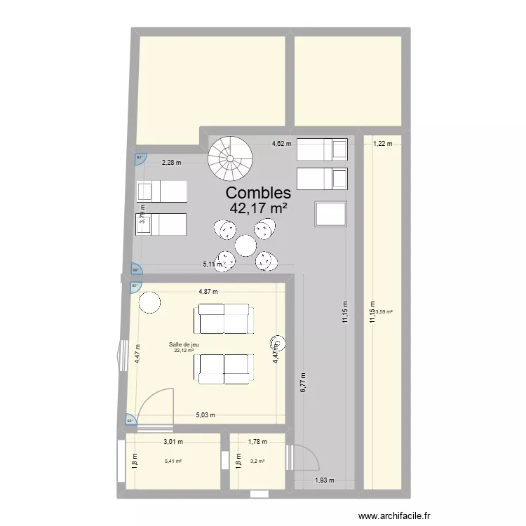 Fleury Maison 1 combles projet. Plan de 