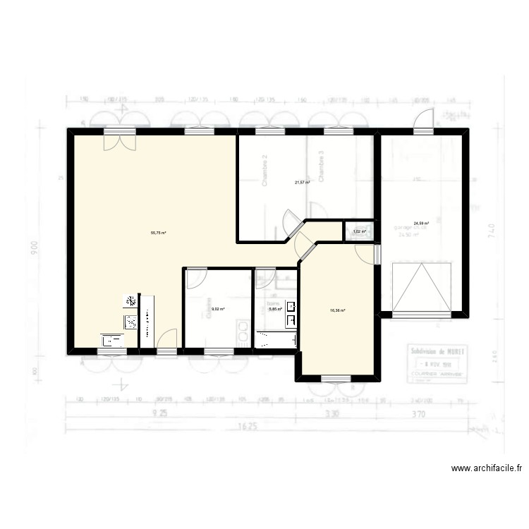 maison eaunes Romane. Plan de 7 pièces et 134 m2