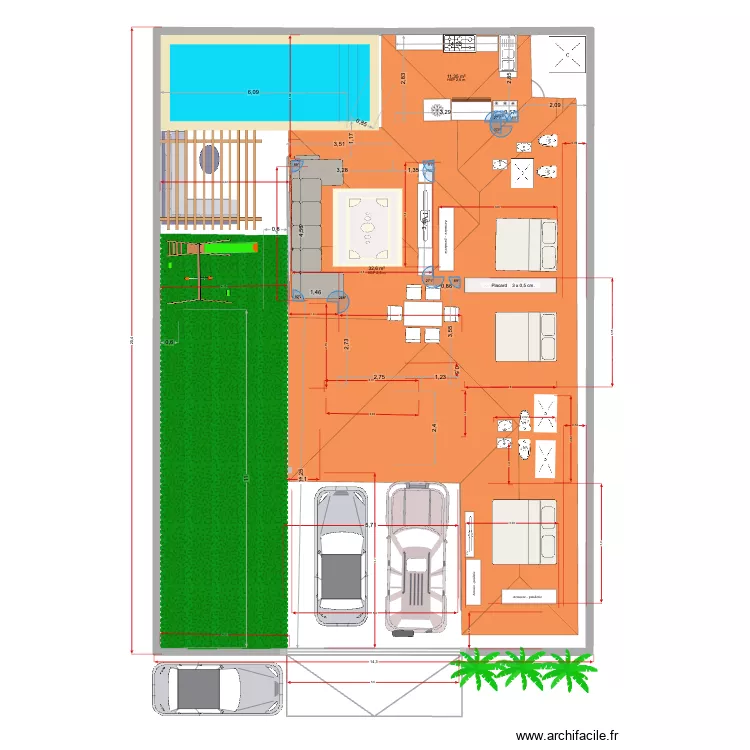 Villa bass f4, plus, avec toiture. Plan de 3 Pièces et 46 m² Villa bass f4, plus, avec toiture. Plan de 3 Pièces et 46 m²