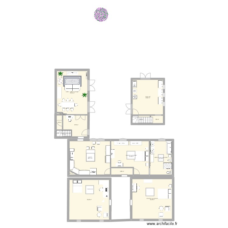 Joussant. Plan de 15 pièces et 187 m2