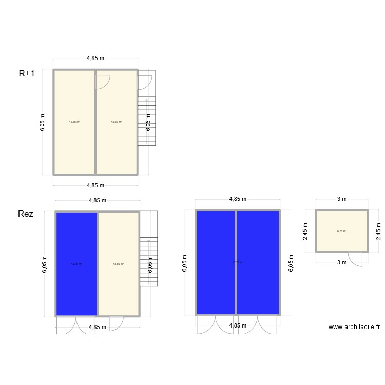 MTSI. Plan de 6 pièces et 90 m2