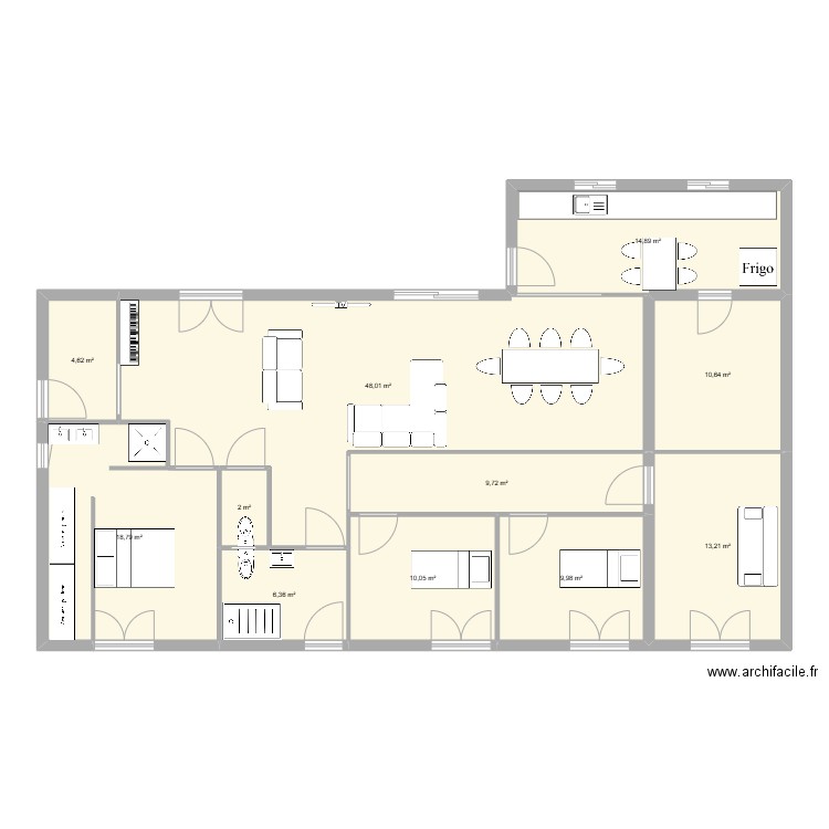 Maison Fauvette 2 aménagé. Plan de 11 pièces et 148 m2