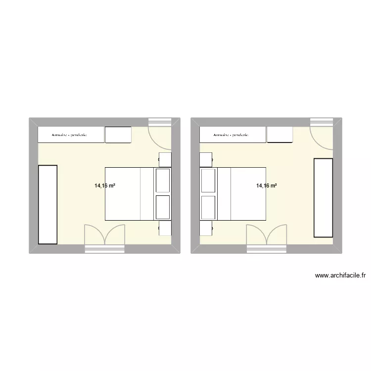 Chambre. Plan de 2 et 28 m² Chambre. Plan de 2 et 28 m²