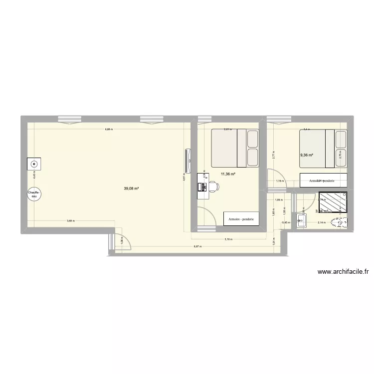 3 eme etage refait. Plan de 4 Pièces et 63 m² 3 eme etage refait. Plan de 4 Pièces et 63 m²