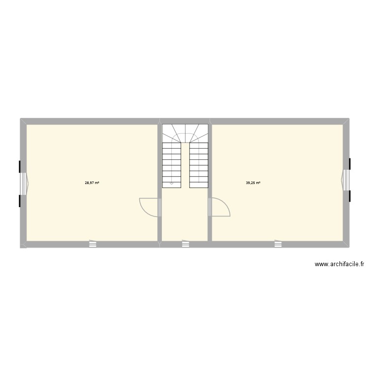 Maison Auriébat étage. Plan de 2 pièces et 68 m2