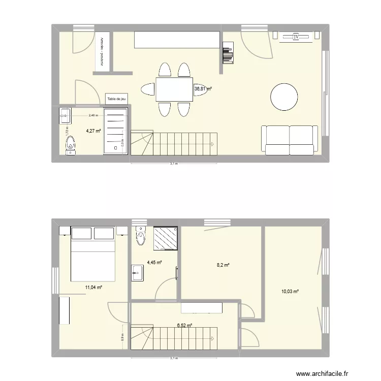 Vaucelles 2. Plan de 7 et 81 m² Vaucelles 2. Plan de 7 et 81 m²