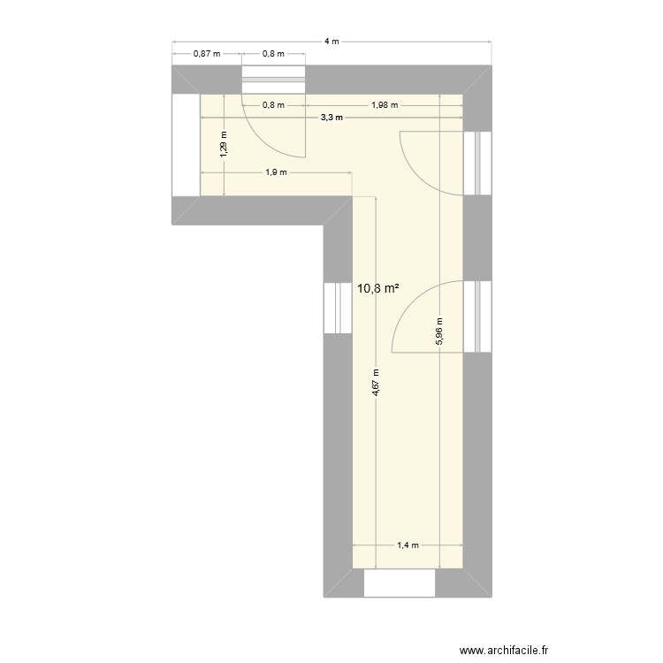 couloir chambres. Plan de 1 pièce et 11 m2