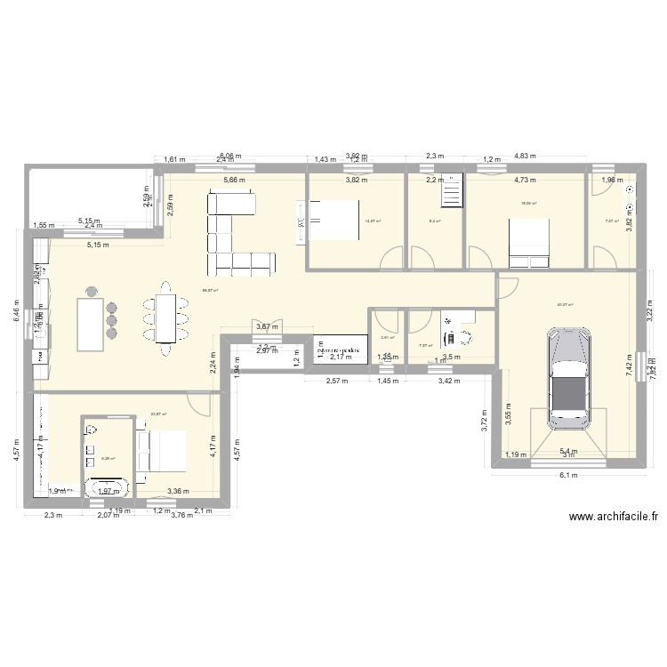 boulanger. Plan de 10 pièces et 218 m2