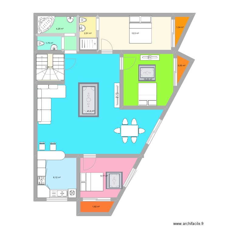 syba 3.1. Plan de 12 pièces et 106 m2