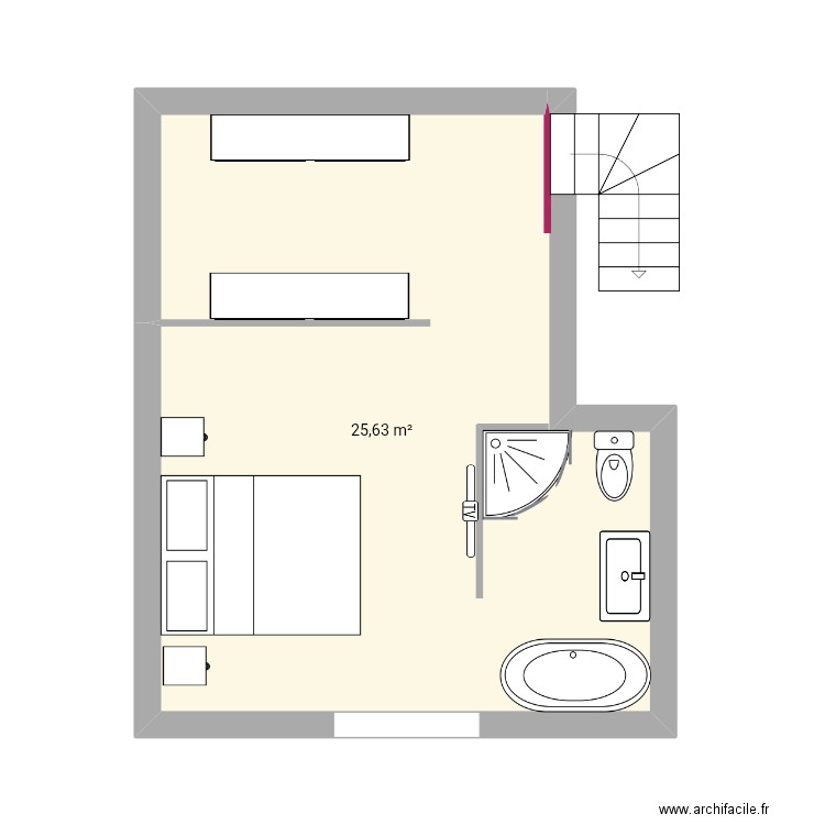 Etage Bellevue c. Plan de 1 pièce et 26 m2