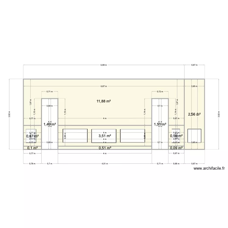 CIMAISE. Plan de 10  et 23 m²