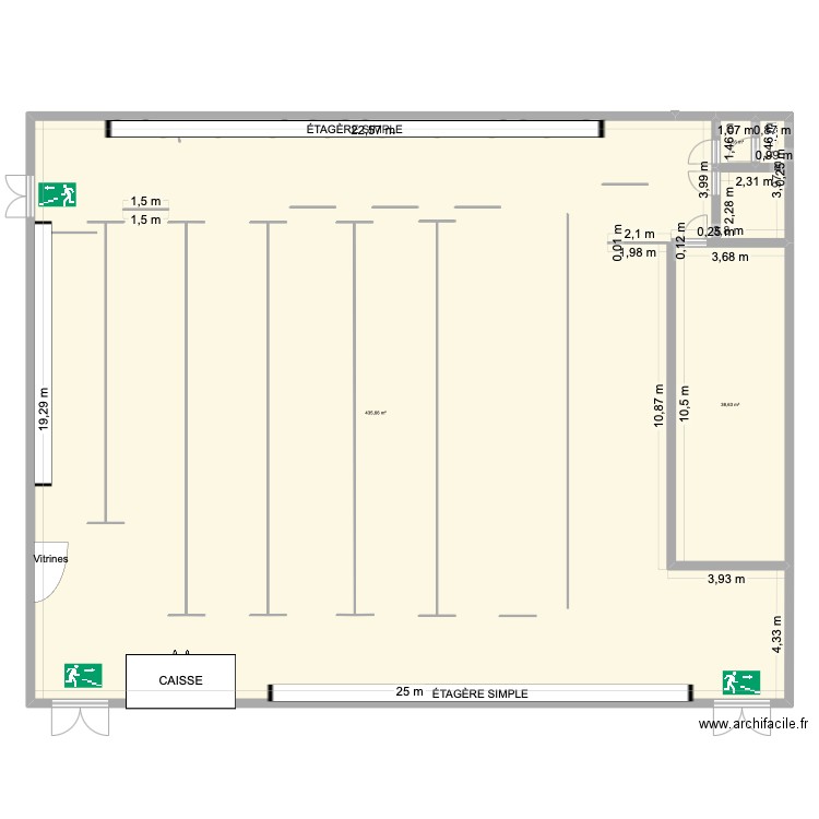 plaplna. Plan de 3 pièces et 476 m2