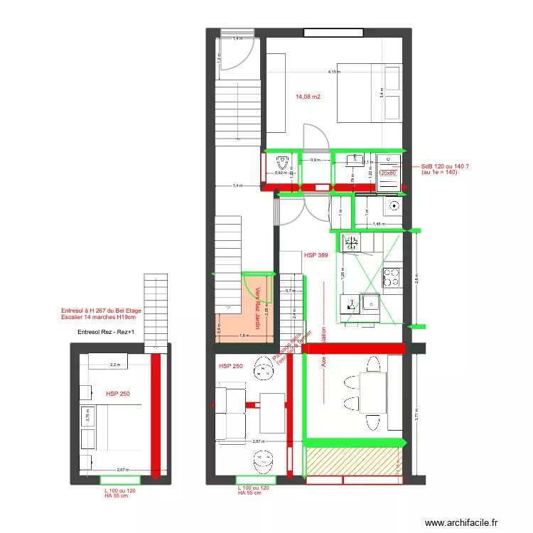 M&eacute;l&egrave;zes 82 Bel Etage Terrasse rentrante. Plan de 0 pièce et 0 m2