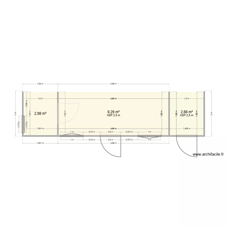 CABANON. Plan de 3  et 15 m²