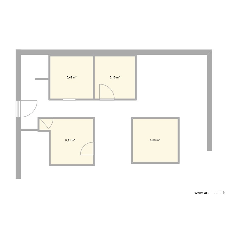melec melec. Plan de 4 pièces et 23 m2