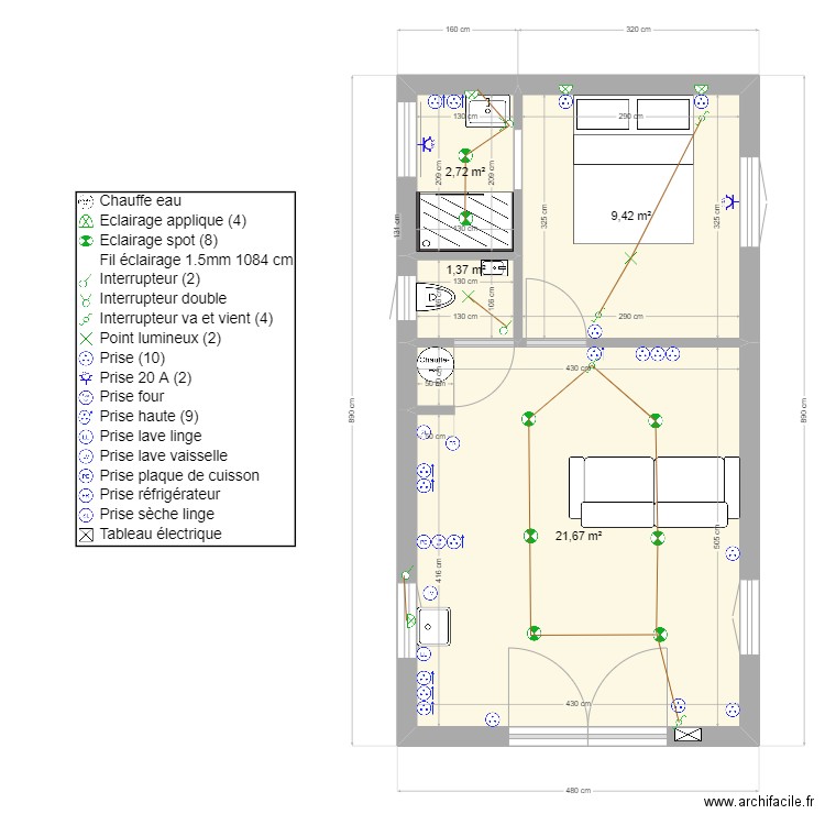 LOGEMENT 2 STELLA. Plan de 4 pièces et 35 m2