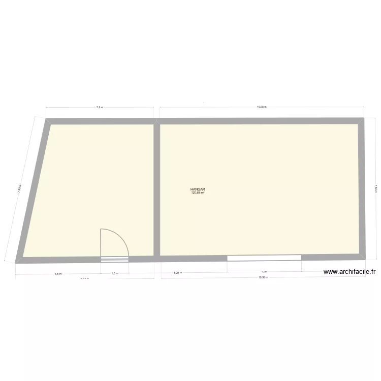 hangar carvin. Plan de 1 Pièce et 121 m²