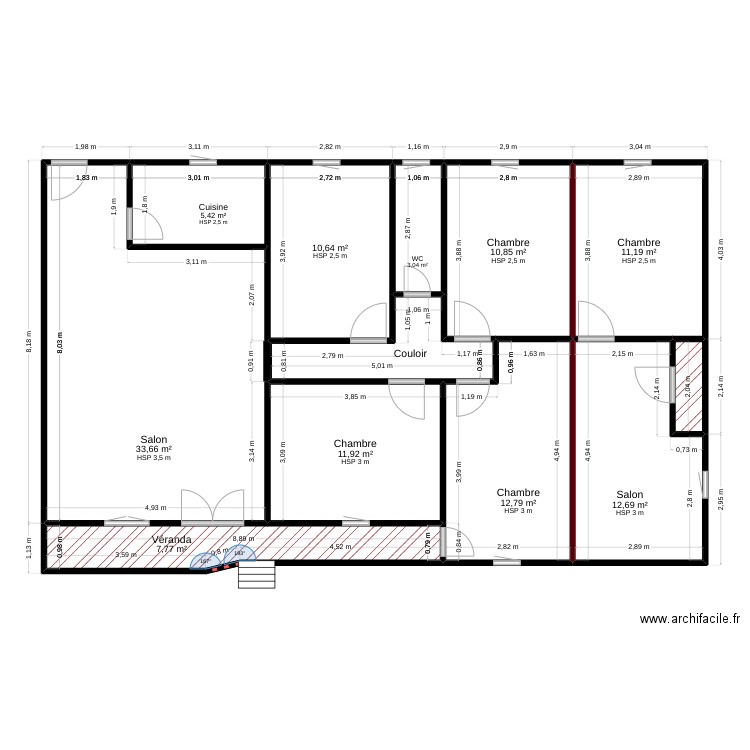 chantier maman. Plan de 12 pièces et 127 m2