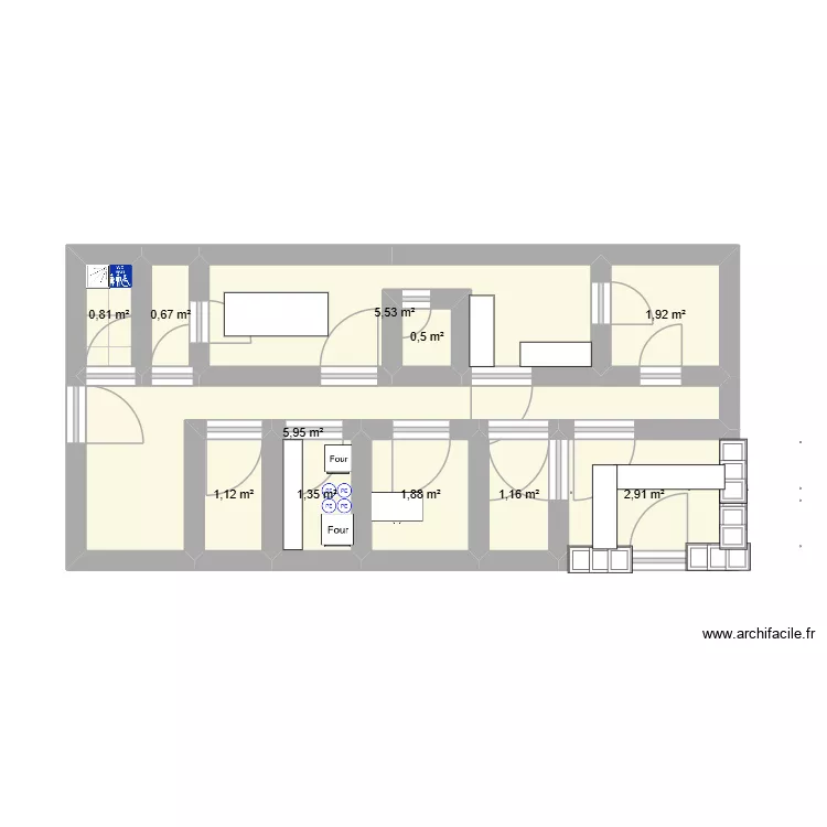 plan boucherie. Plan de 11  et 24 m²