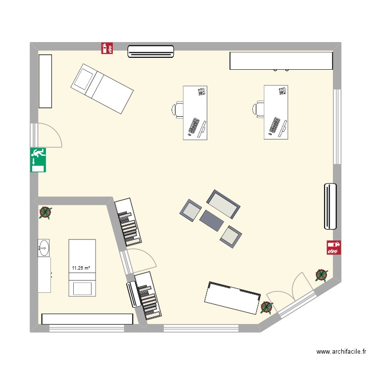 Plan ERP. Plan de 2 pièces et 86 m2