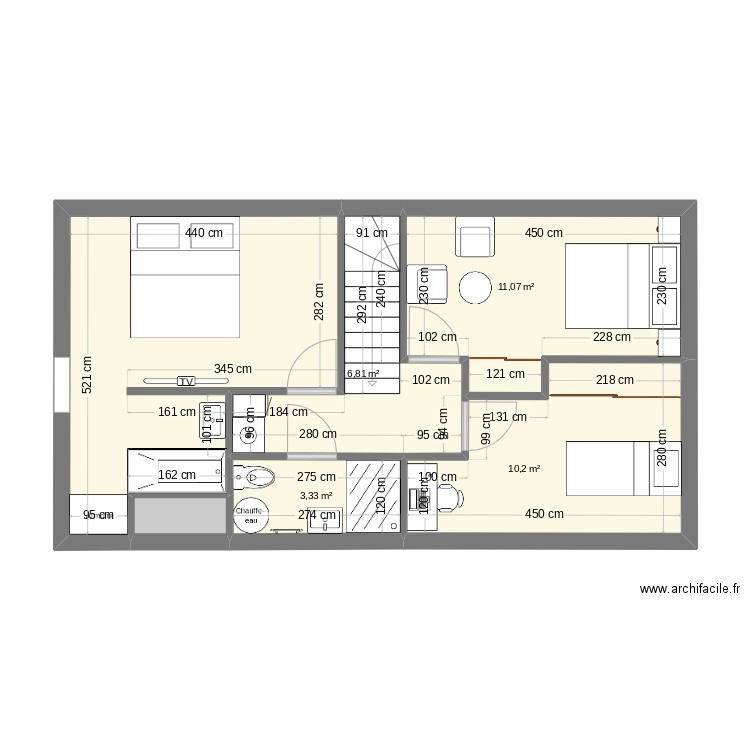 PAM HC etage 26. Plan de 6 pièces et 50 m2