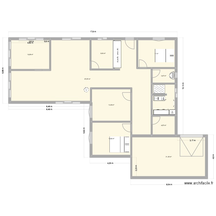 plan 1 romarin. Plan de 10 pièces et 172 m2