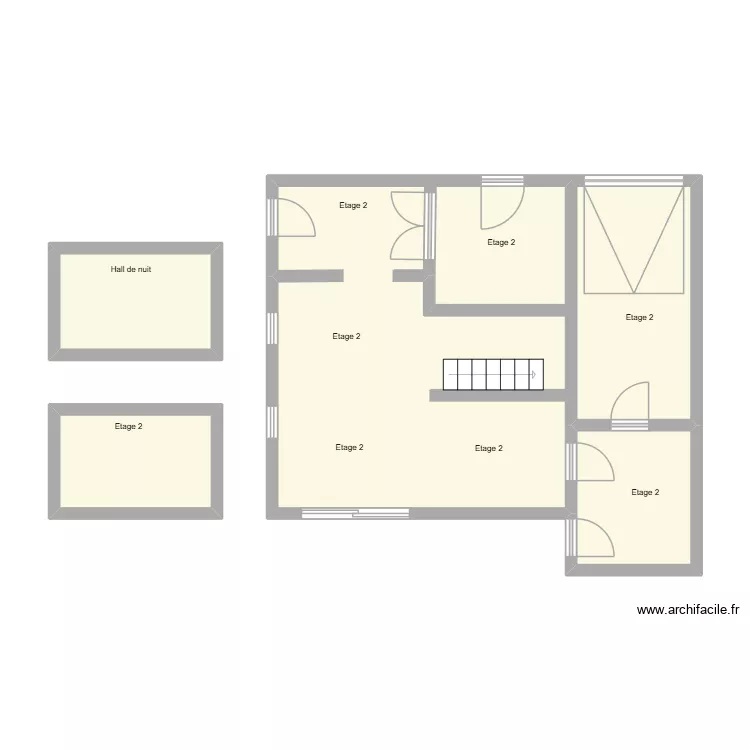 rdc diamante. Plan de 5  et 57 m²