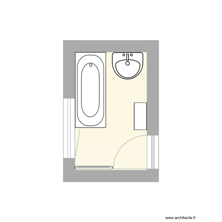 SdB QD actuel. Plan de 1  et 4 m²