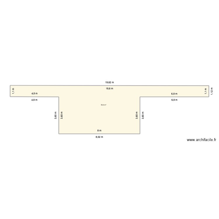 Terrasse. Plan de 1 pièce et 51 m2