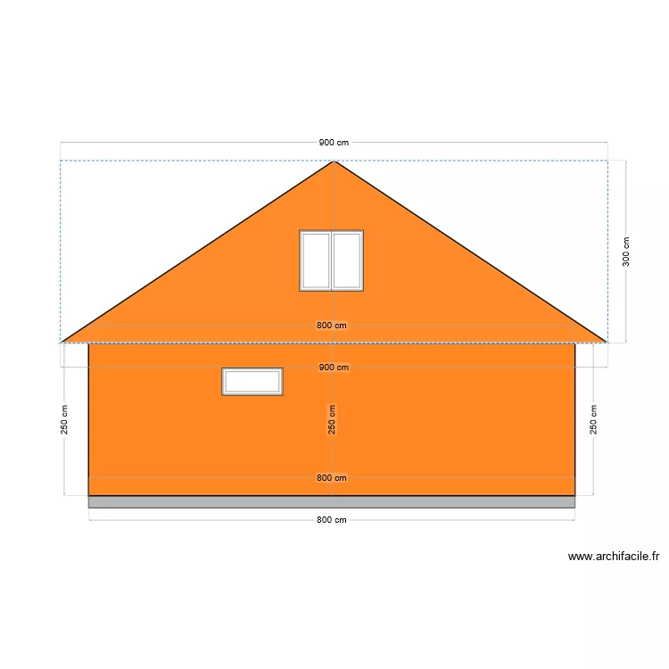 Facade NordOuest. Plan de 