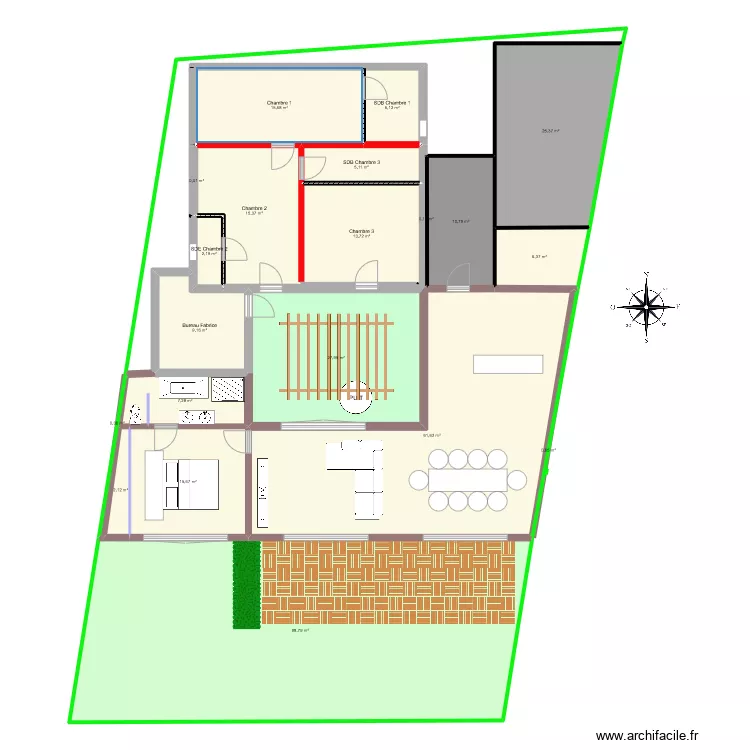 plan Fabrice v puis Bureau sur patio. Plan de 