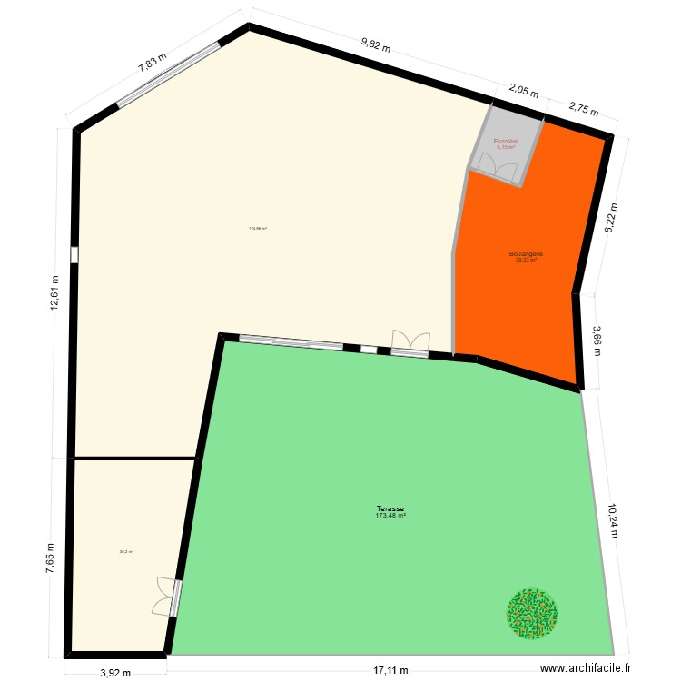 Marbrerie V1. Plan de 5 pièces et 423 m2