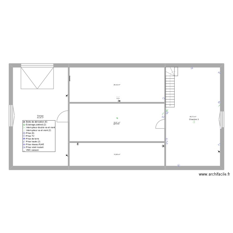 pascale,1er etage. Plan de 5 pièces et 170 m2