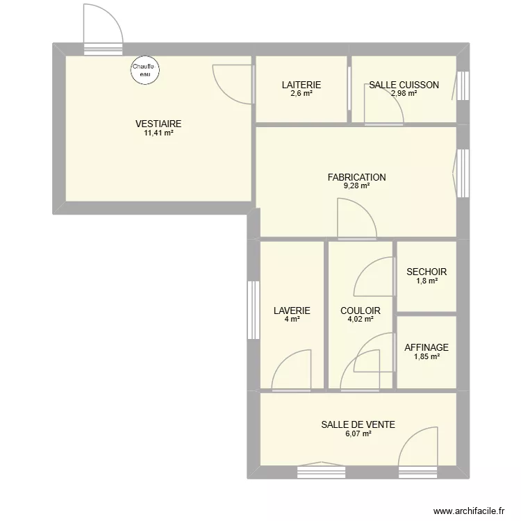 FROMAGERIE. Plan de 9  et 44 m²