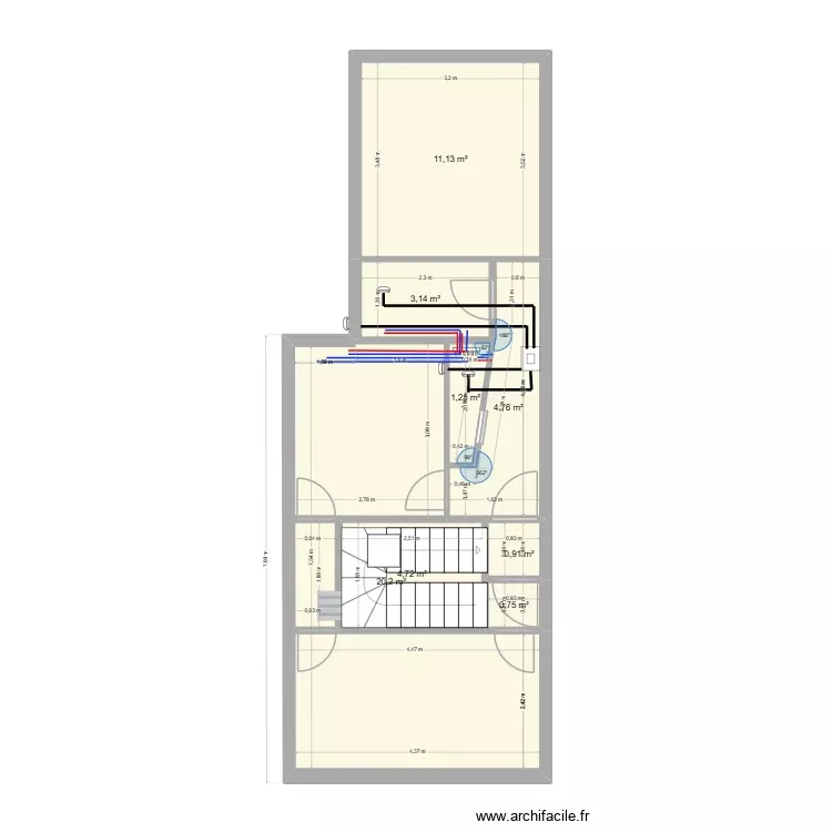PLAN VARILHES etage 2 PLOMBERIE. Plan de 8 Pièces et 47 m²
