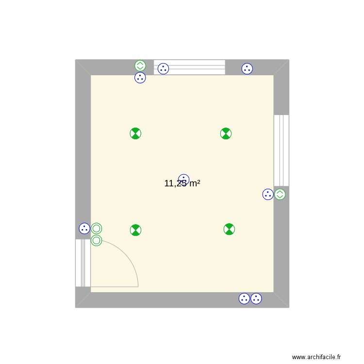 chambre noam. Plan de 1 pièce et 11 m2