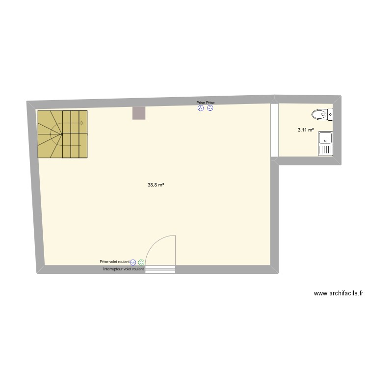 Uzes Electricité. Plan de 2 pièces et 42 m2