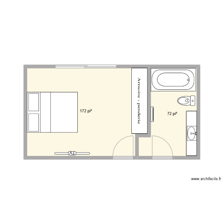 SDB 2.0. Plan de 2 pièces et 23 m2
