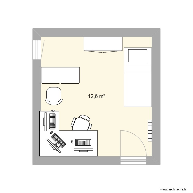 test. Plan de 1 pièce et 13 m2