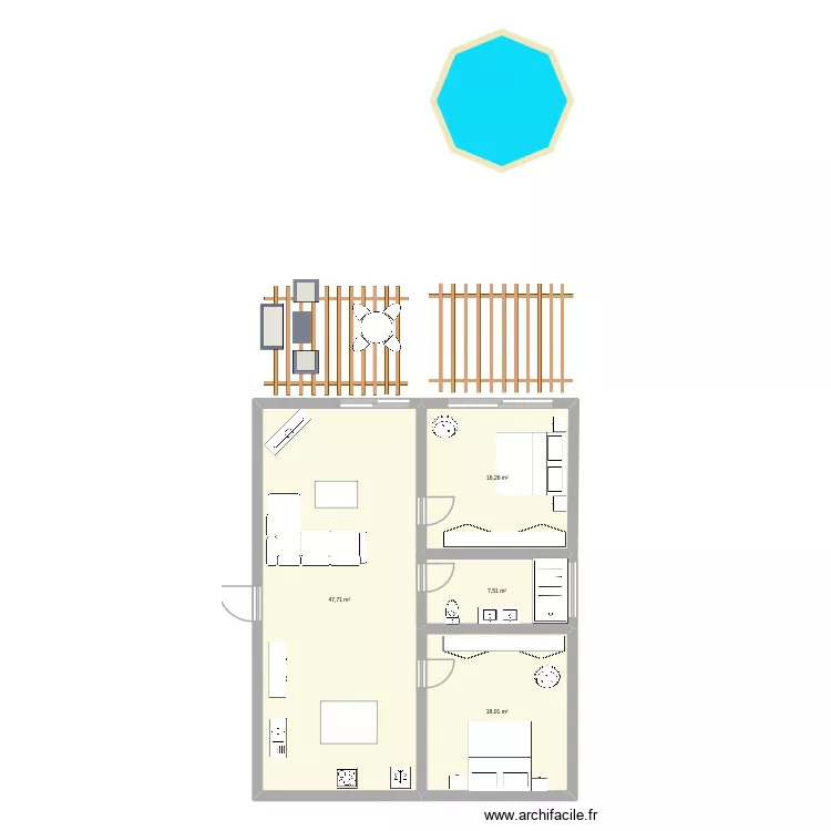 Tah. Plan de 4 pièces et 89 m²